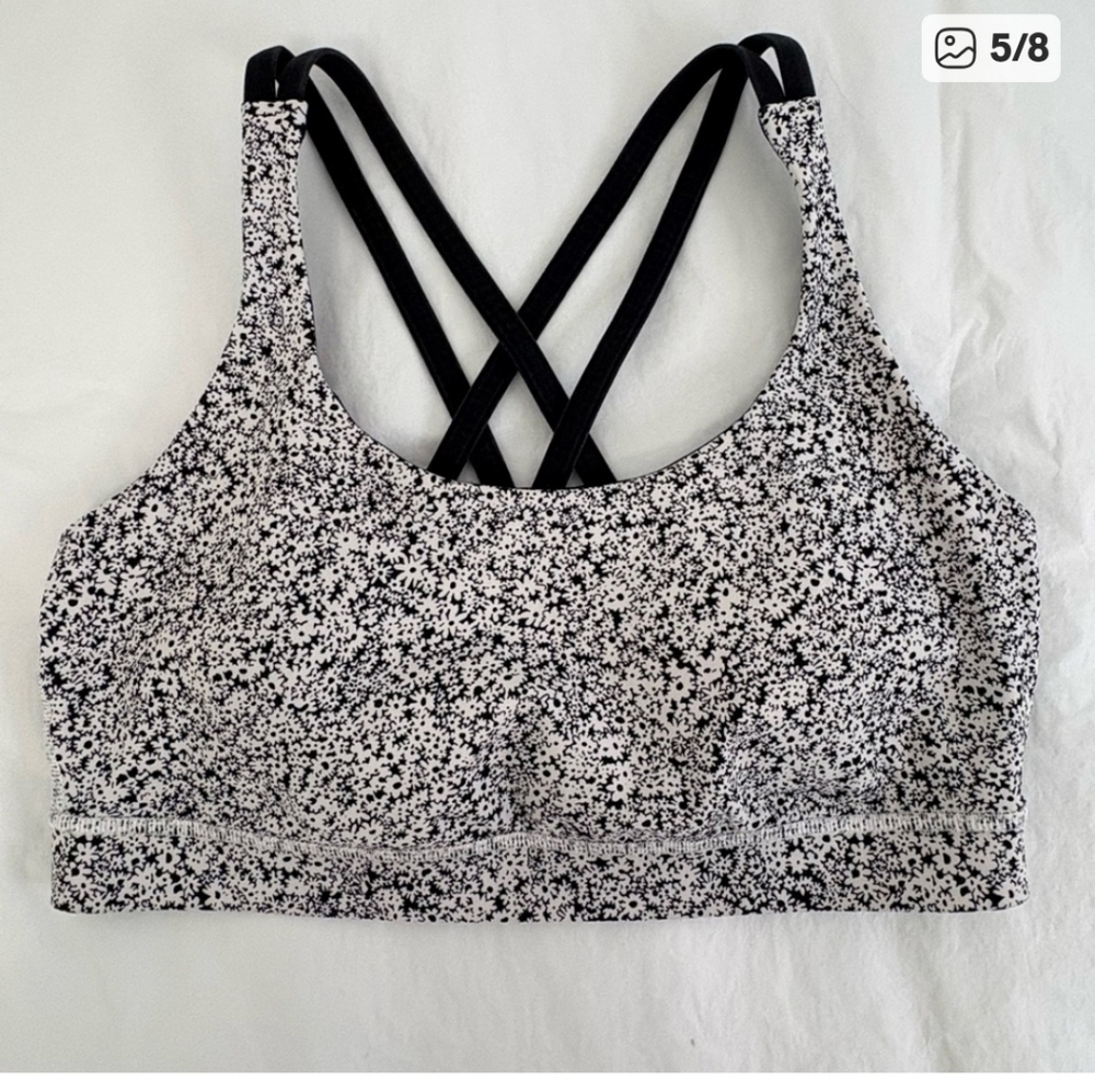 Lululemon | Energy Bra | Ditsy Daisy White Black | Sz 10 | EUC